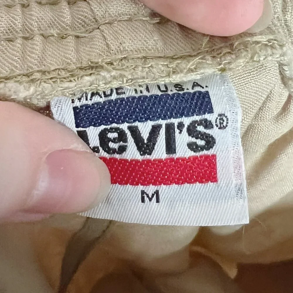 Vintage Levi's Men's Khaki Drawstring Straight Leg Pants Size M